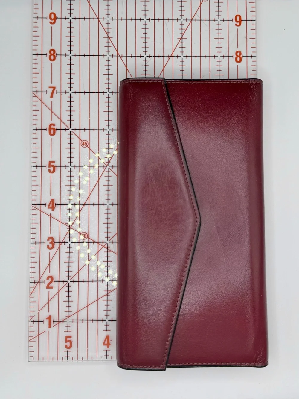 Vintage Paco Rabanne Paris Burgundy Leather Envelope Wallet NIB